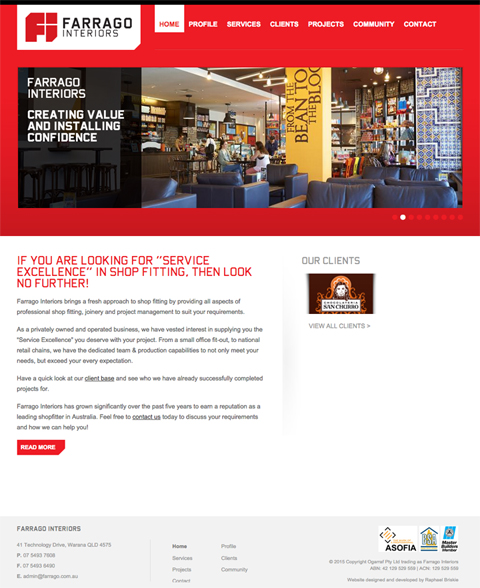 Farrago Interiors - Brand, print and web design, web development